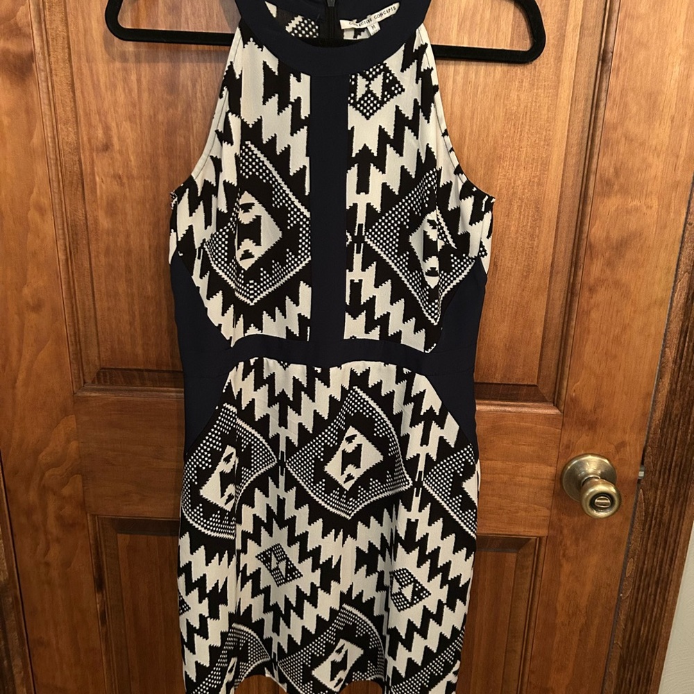 Collective Concepts Black and White Halter Sheath Mini Dress